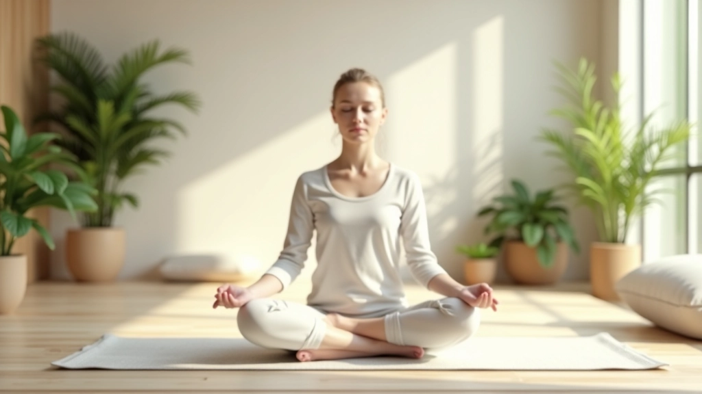 Serene meditation space with plants and natural elements
