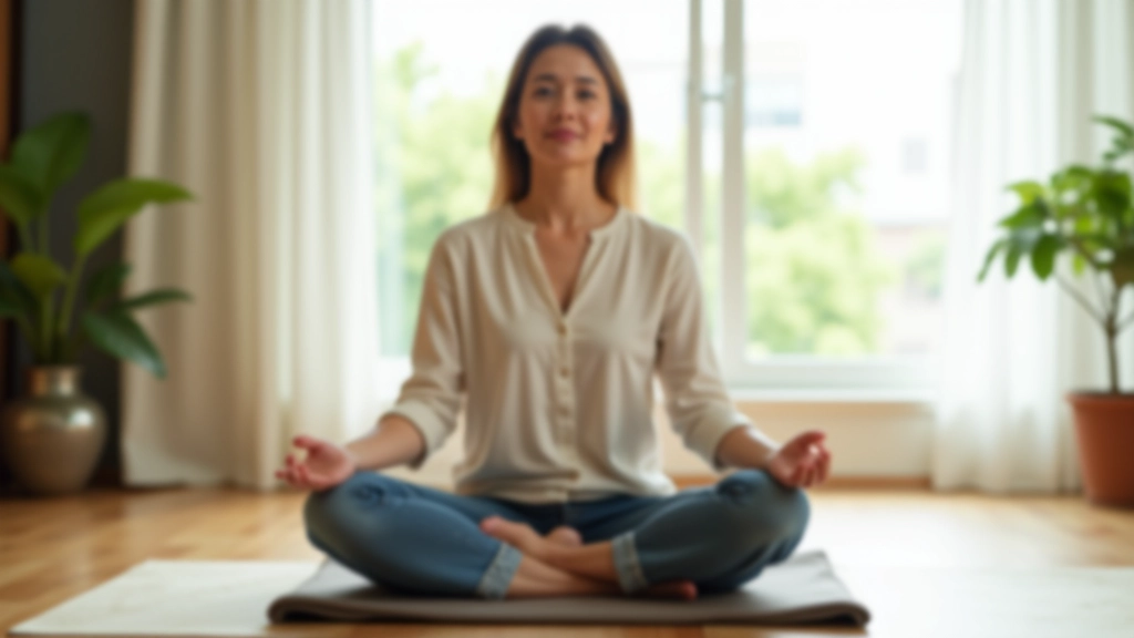 Person sitting in comfortable meditation position on cushion in bright natural light